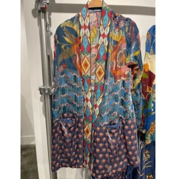 Johnny Was Vember Burnout Gweneth Dress Flowers Velvet Floral Blue New - Picture 7 of 8